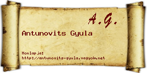 Antunovits Gyula névjegykártya